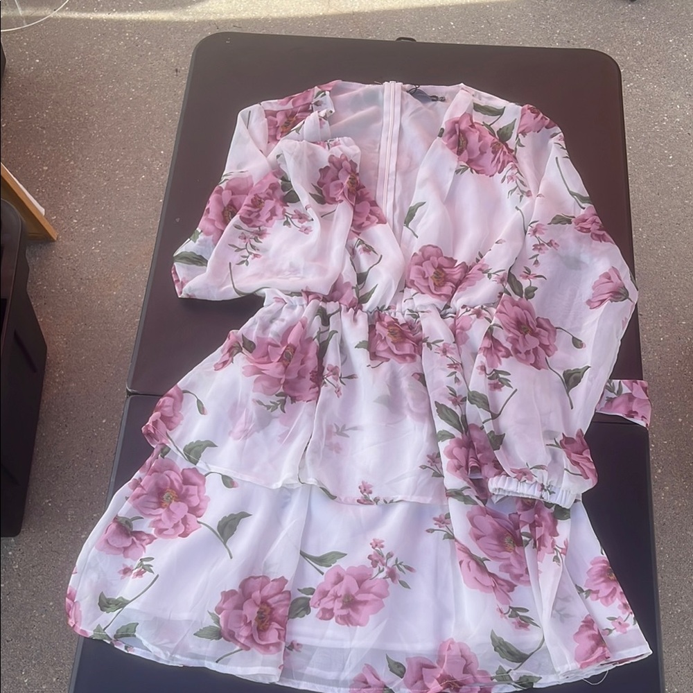 PrettyLittleThing Pink Flutter Sleeve Sundress